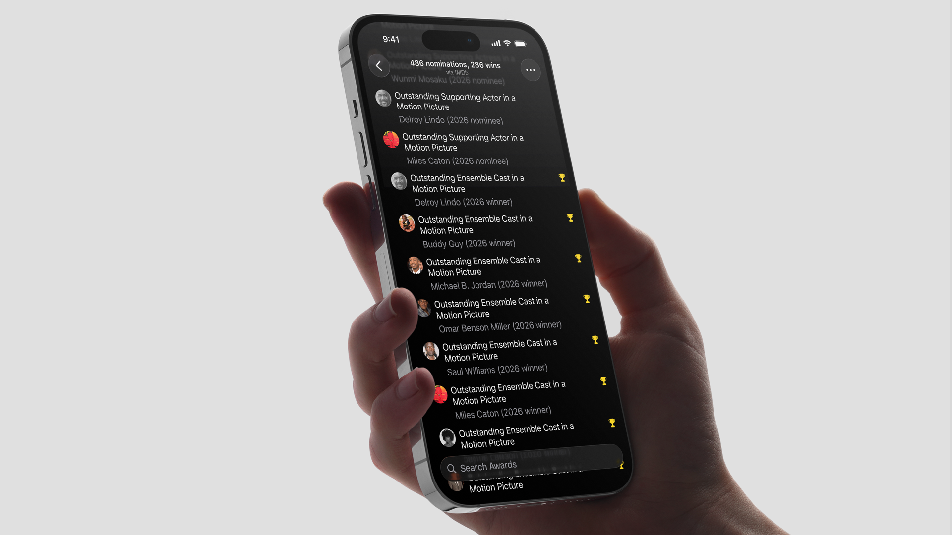 Интерфейс приложения для отслеживания фильмов Binge