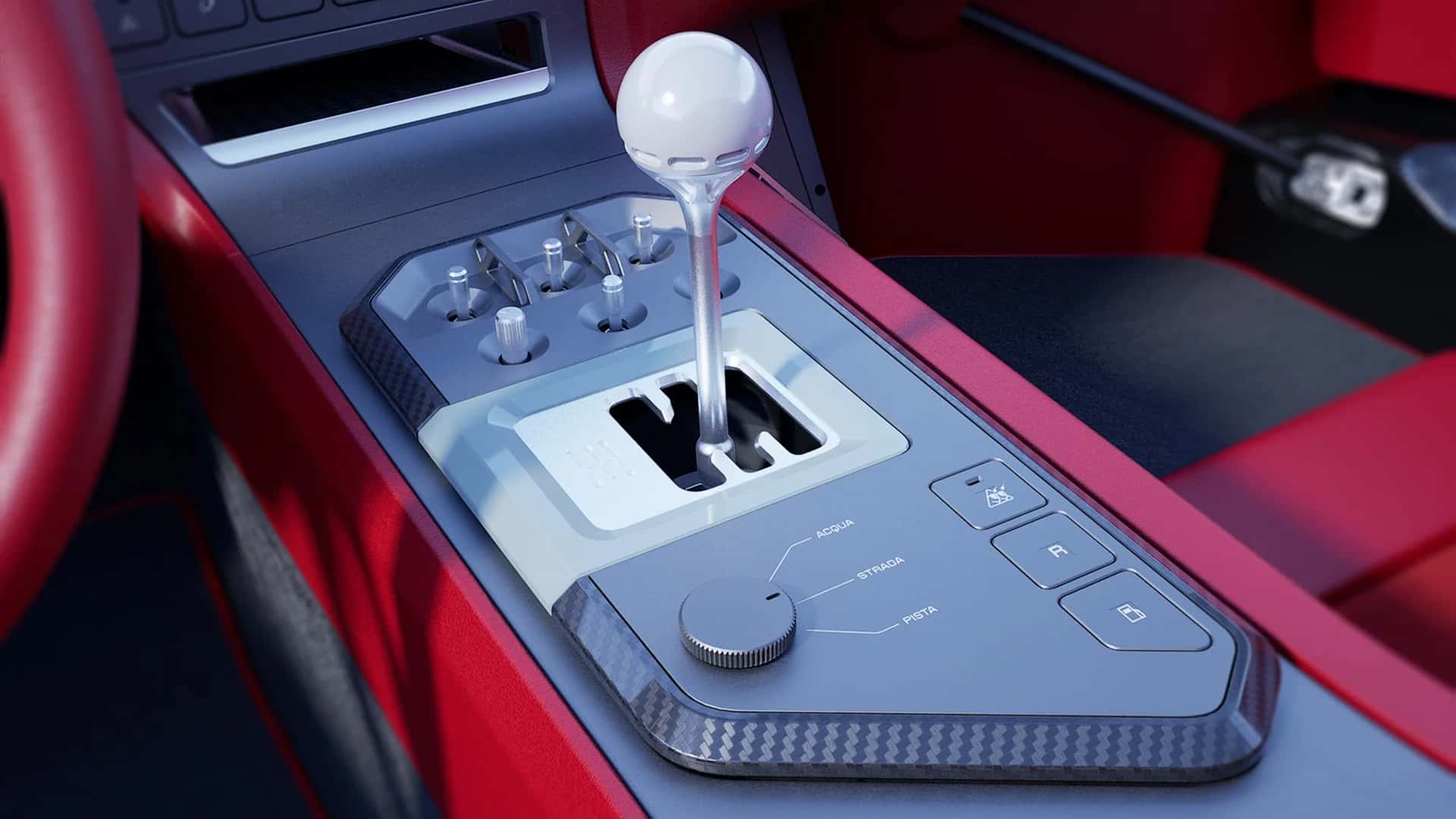 Интерьер Eccentrica V12 Roadster с ручным управлением
