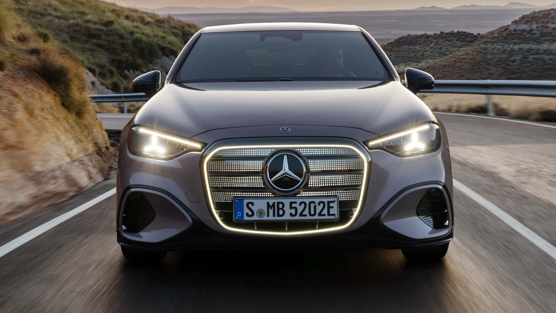 Close-up of Mercedes logo