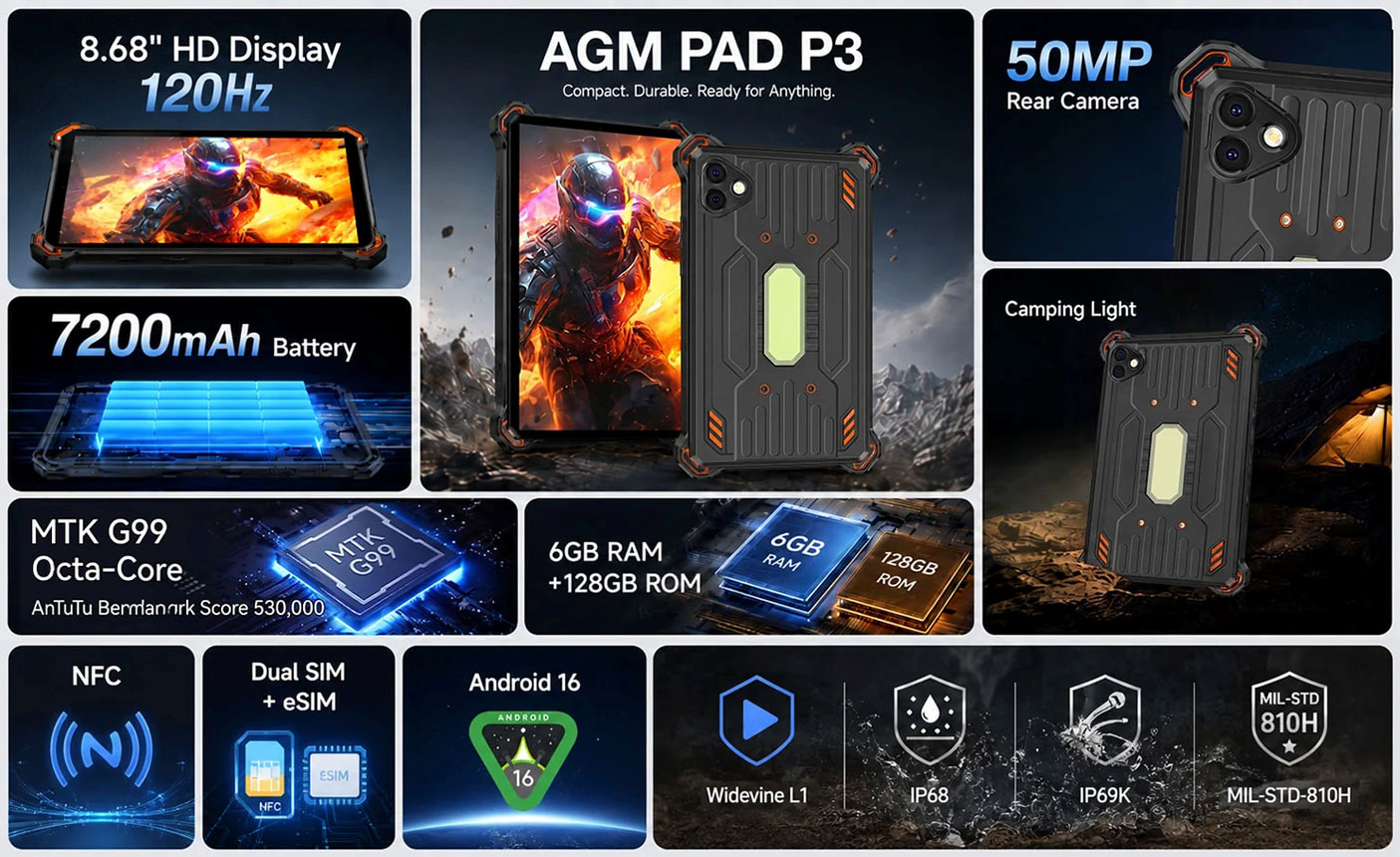 AGM Pad P3 Compact с ремешком на запястье