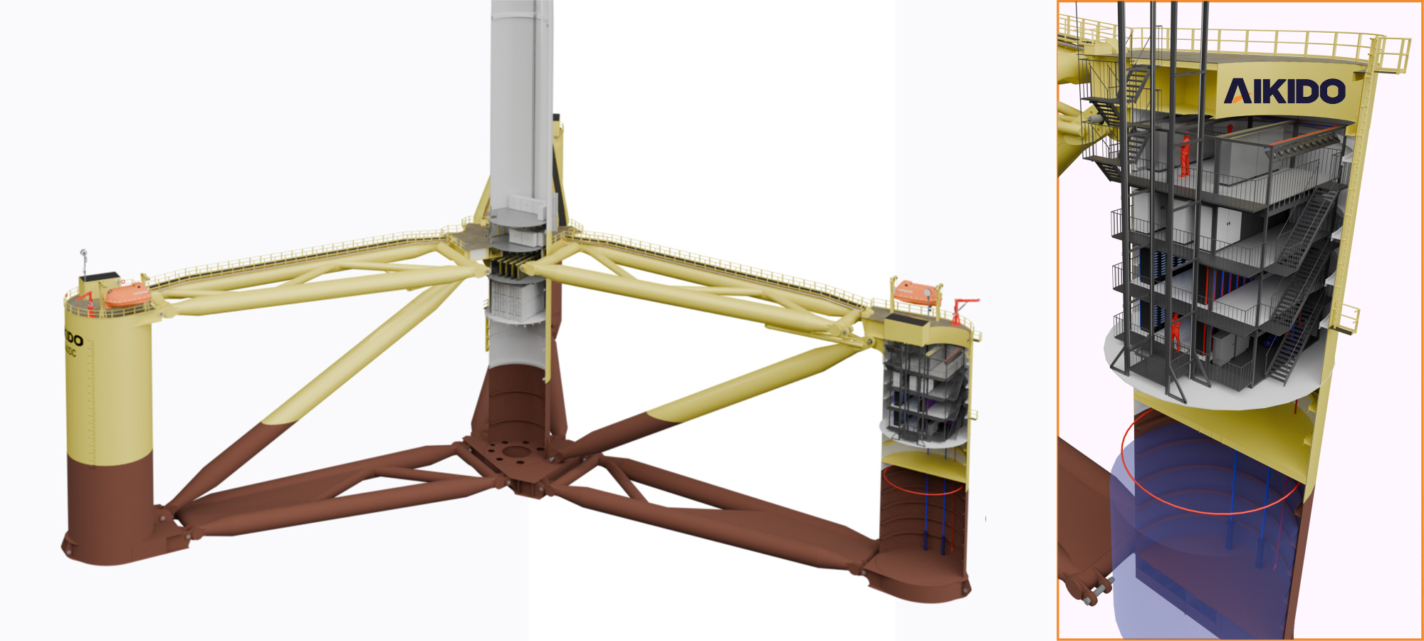 Концепція плавучого дата-центру з вітряком. Ілюстрація: Aikido Technologies