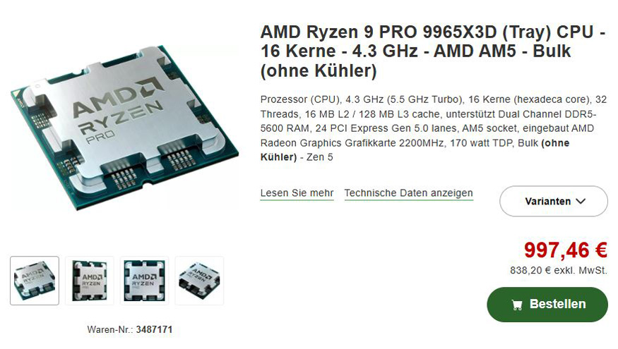 Процессор AMD Ryzen 9 PRO 9965X3D