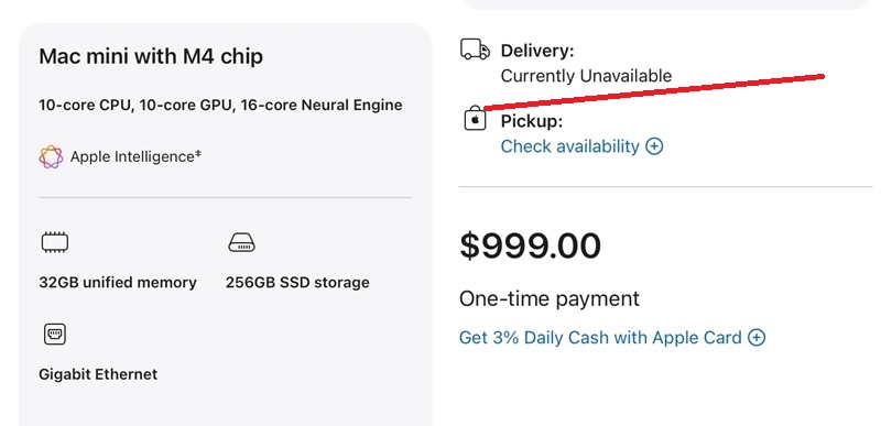 Дефицит Mac mini и Mac Studio в магазине Apple