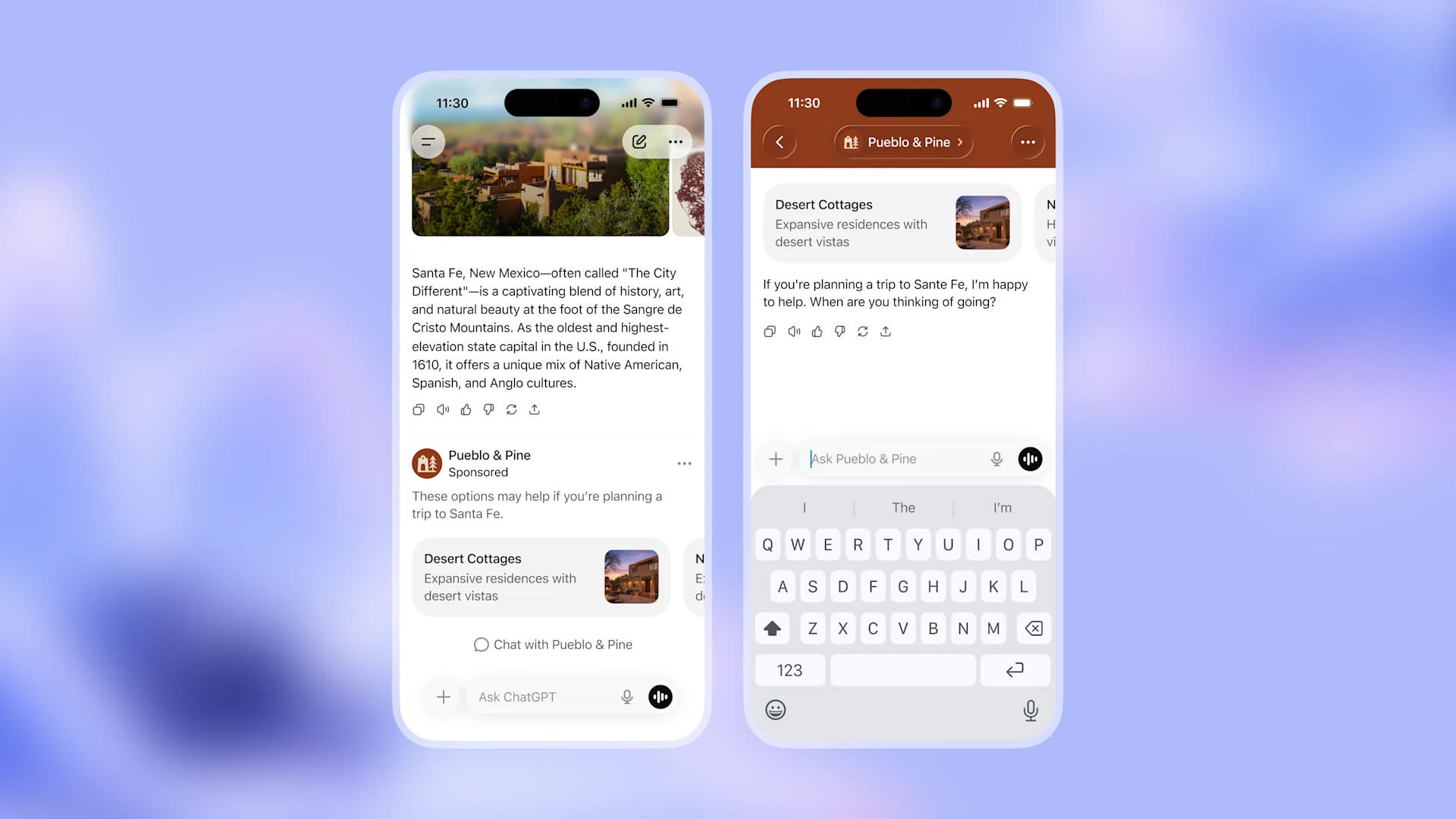 Интерфейс ChatGPT с примером интегрированной рекламы