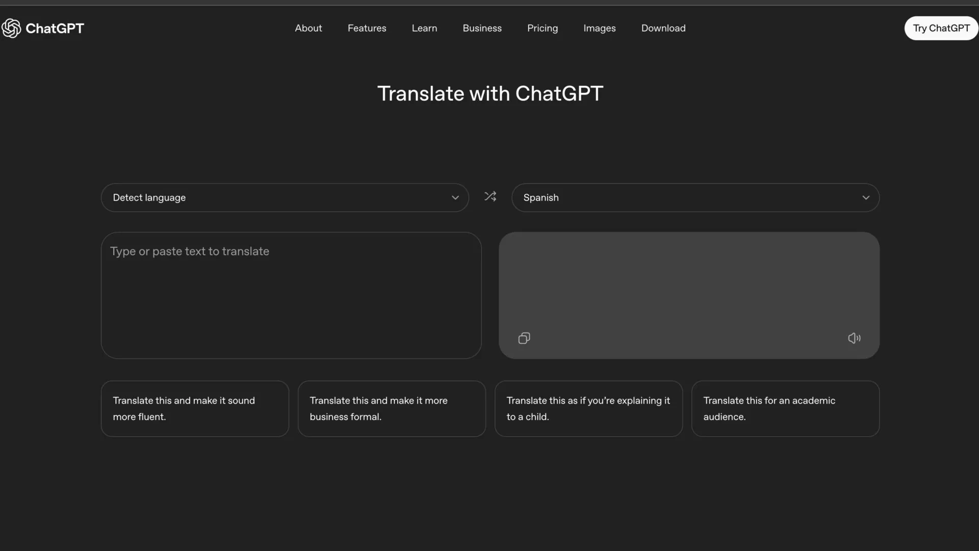 Інтерфейс ChatGPT Translate