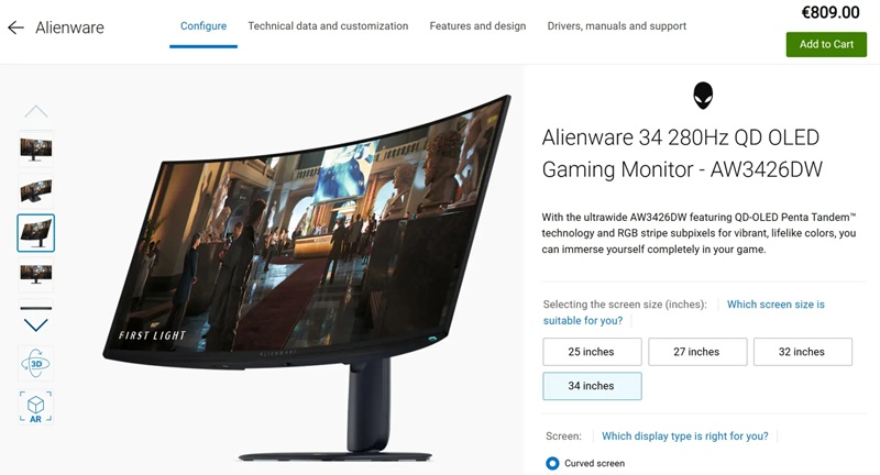 Alienware AW3426DW в Германии