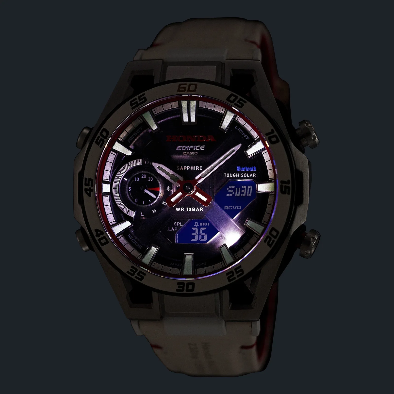 Casio Edifice ECB-2300HR-1A LED display