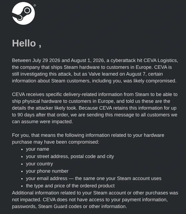 Логотип Valve на фоне экрана с кибератакой