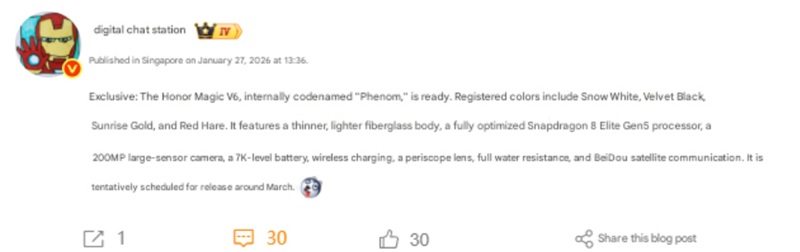 Honor Magic V6 дата выпуска