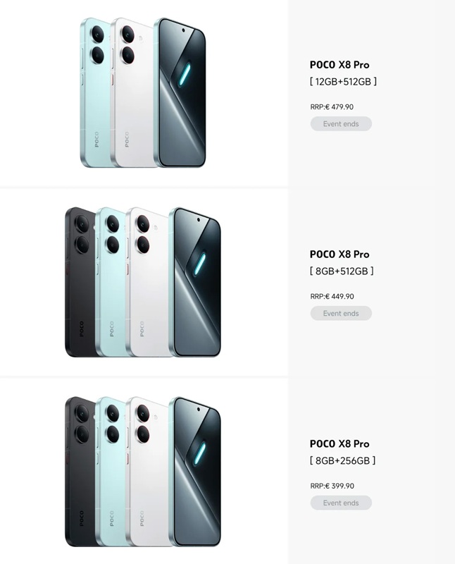 Design options for Poco X8 Pro series