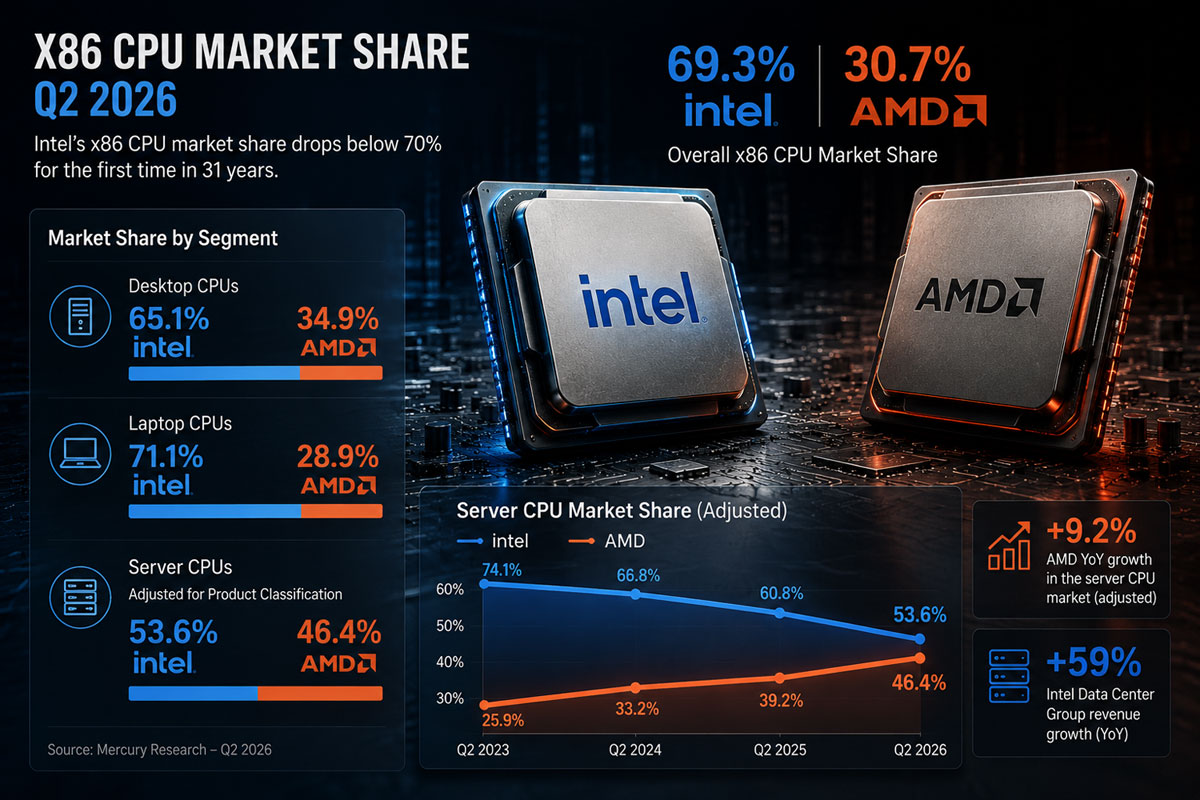 График рыночной доли Intel и AMD