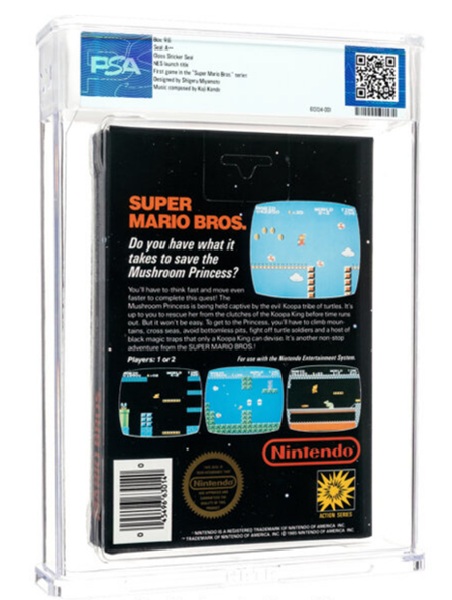 Image of rare Super Mario Bros. game in glossy wrap