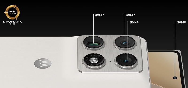 Dreifaches 50-Megapixel-Kamerasystem mit Periskop-Teleobjektiv und 3-fachem optischem Zoom.