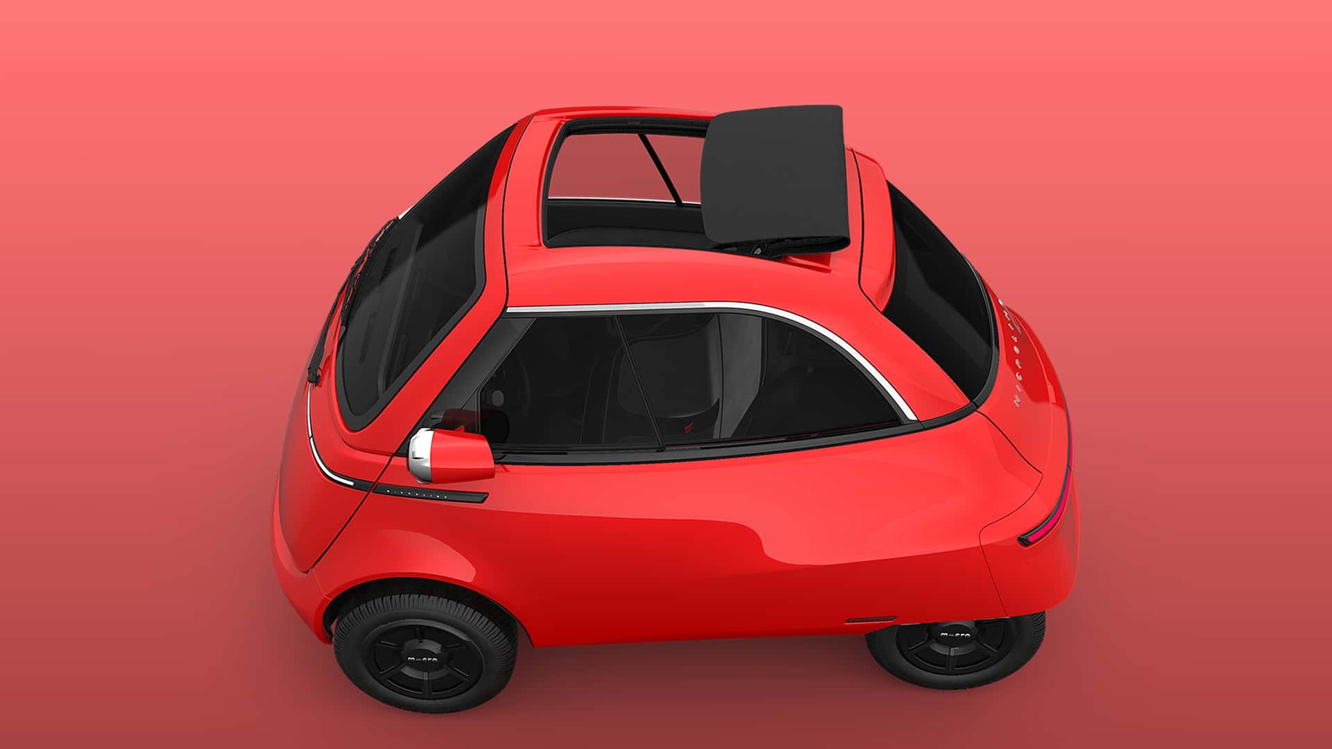 Панель управління Microlino в червоному