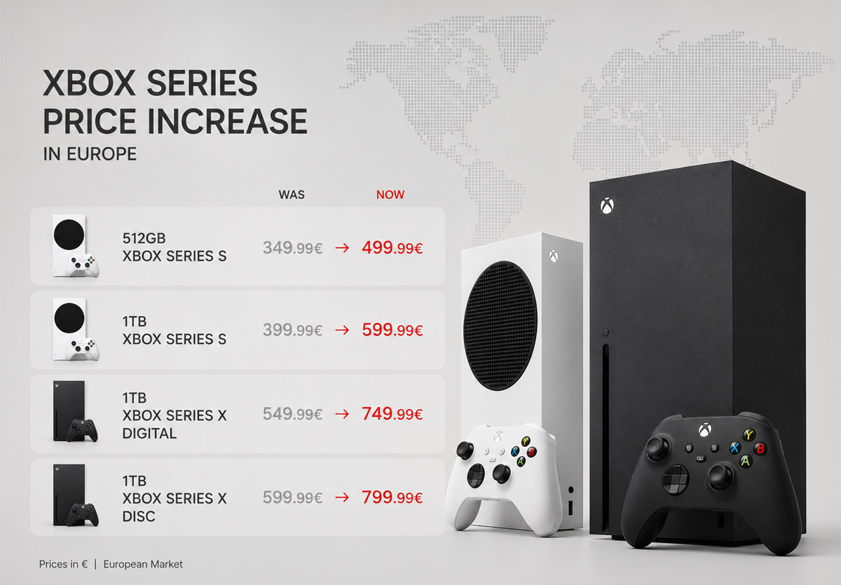 Los nuevos precios de Xbox Series S y Series X en Europa entran en vigor el 1 de agosto de 2026.