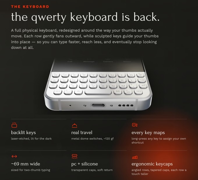 The Minimal Phone 2 retains its physical QWERTY keyboard below a new AMOLED display.