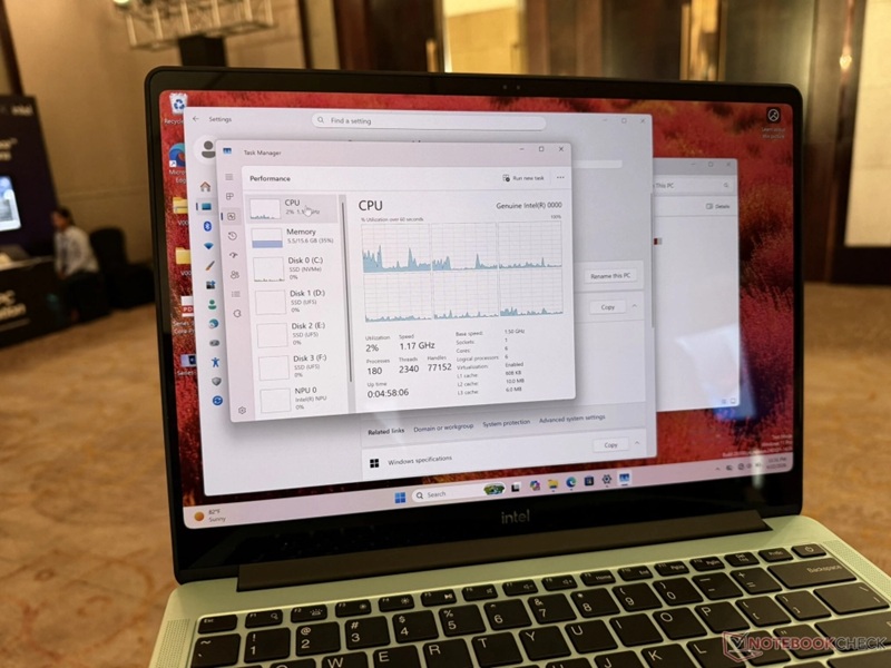 Прототип ноутбука Intel на чипах WIldcat Lake