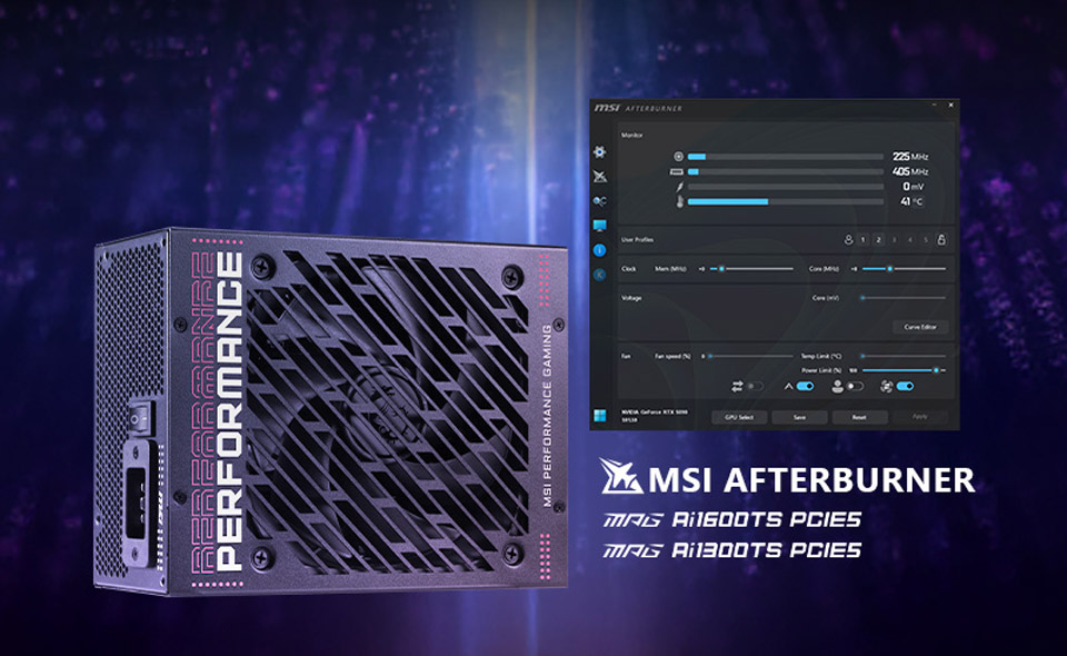 Снимок экрана MSI Afterburner, иллюстрирующий функциональность программы