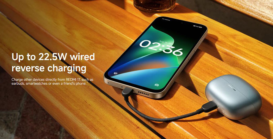 Detalle del puerto USB-C y los botones laterales del Redmi 17.