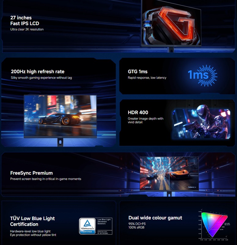 Xiaomi G27Qi monitor view on screen