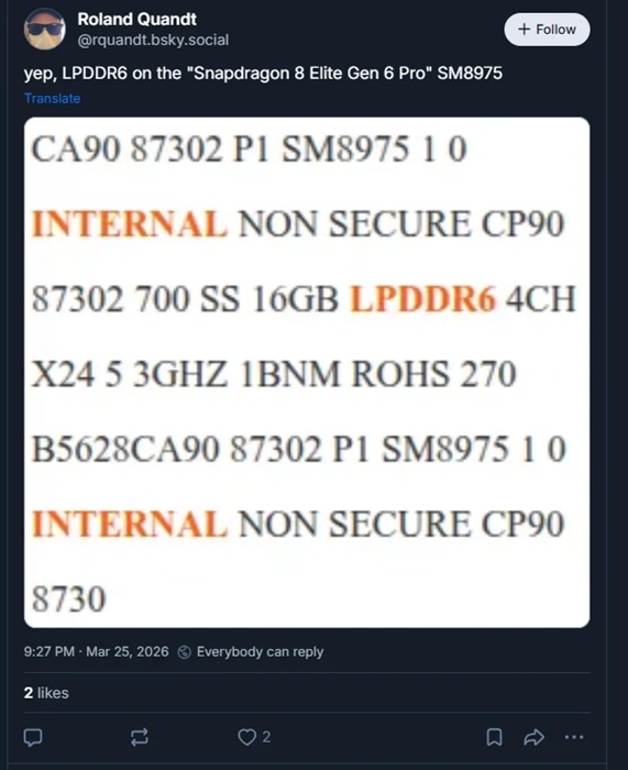 Image of Snapdragon 8 Elite Gen 6 Pro chipset