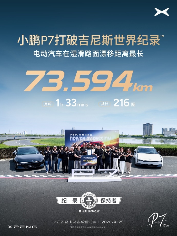 Електромобіль XPeng P7, який встановив рекорд